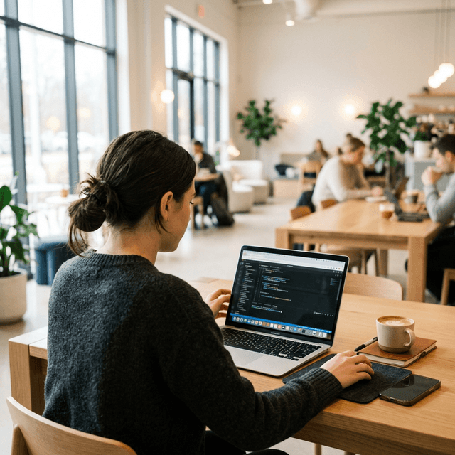 Job seeker working remotely